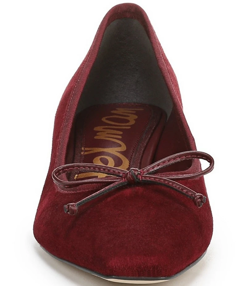Sam Edelman Rinda Suede Bow Detail Block Heel Square Toe Dress Pumps