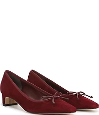Sam Edelman Rinda Suede Bow Detail Block Heel Square Toe Dress Pumps