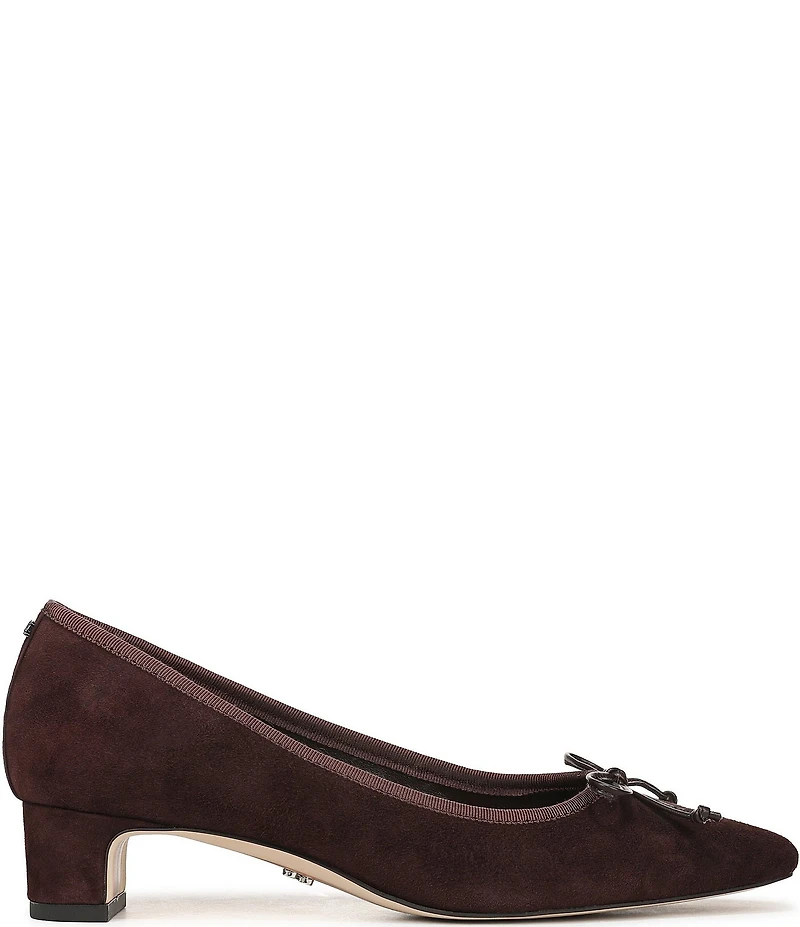 Sam Edelman Rinda Suede Bow Detail Block Heel Square Toe Dress Pumps