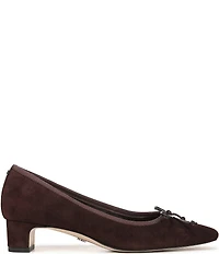 Sam Edelman Rinda Suede Bow Detail Block Heel Square Toe Dress Pumps