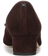 Sam Edelman Rinda Suede Bow Detail Block Heel Square Toe Dress Pumps