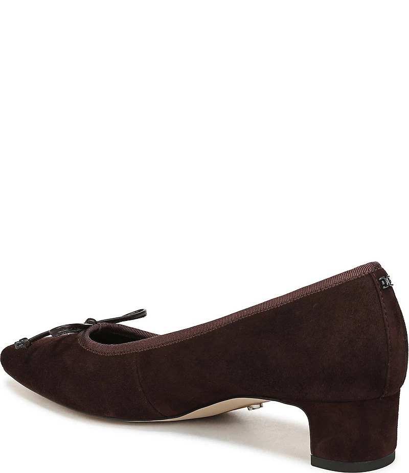 Sam Edelman Rinda Suede Bow Detail Block Heel Square Toe Dress Pumps