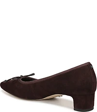 Sam Edelman Rinda Suede Bow Detail Block Heel Square Toe Dress Pumps