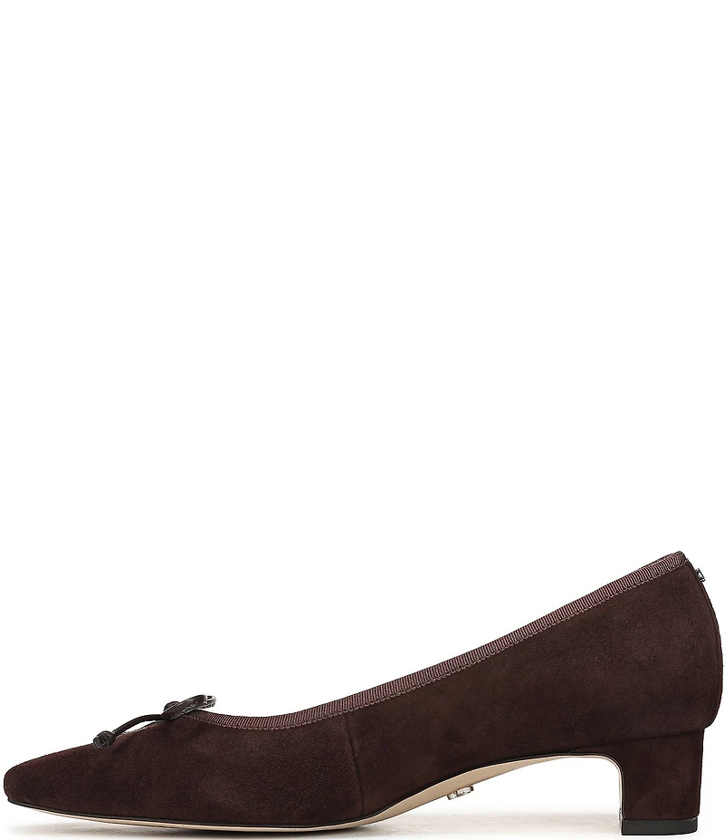 Sam Edelman Rinda Suede Bow Detail Block Heel Square Toe Dress Pumps