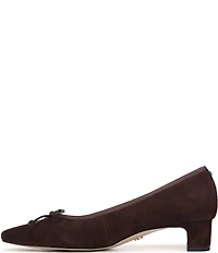 Sam Edelman Rinda Suede Bow Detail Block Heel Square Toe Dress Pumps