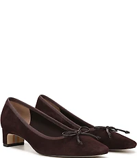 Sam Edelman Rinda Suede Bow Detail Block Heel Square Toe Dress Pumps