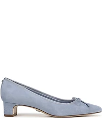 Sam Edelman Rinda Suede Bow Detail Block Heel Square Toe Dress Pumps
