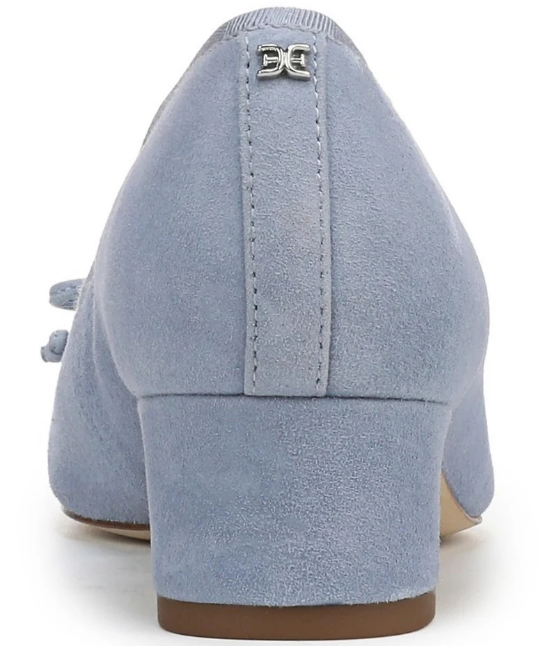 Sam Edelman Rinda Suede Bow Detail Block Heel Square Toe Dress Pumps