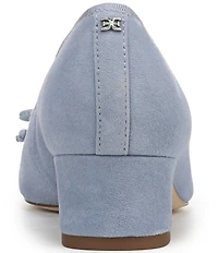 Sam Edelman Rinda Suede Bow Detail Block Heel Square Toe Dress Pumps