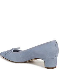 Sam Edelman Rinda Suede Bow Detail Block Heel Square Toe Dress Pumps