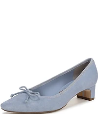 Sam Edelman Rinda Suede Bow Detail Block Heel Square Toe Dress Pumps