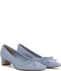 Sam Edelman Rinda Suede Bow Detail Block Heel Square Toe Dress Pumps