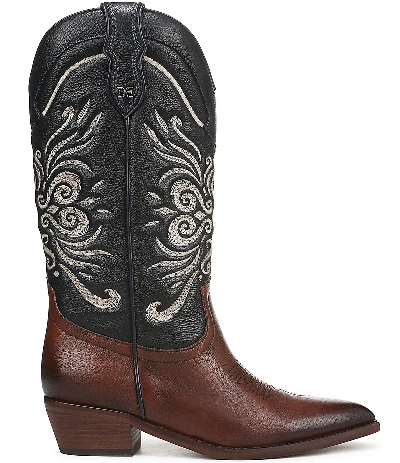 Sam Edelman Robbie Leather Mid Calf Western Boots