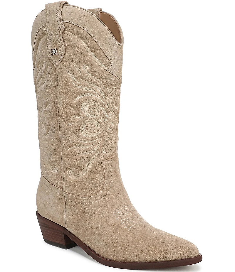 Sam Edelman Robbie Suede Mid Calf Western Boots