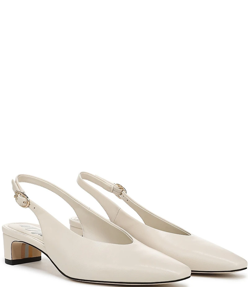 Sam Edelman Ronnie Leather Block Heel Square Toe Slingback Pumps