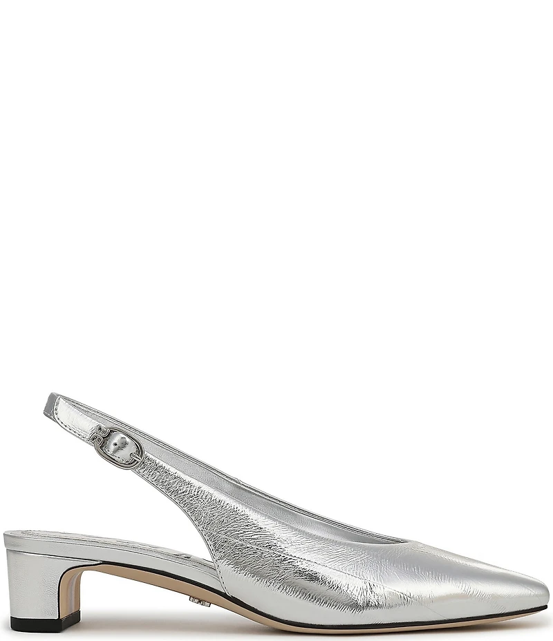 Sam Edelman Ronnie Striped Metallic Leather Block Heel Square Toe Slingback Pumps
