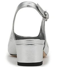 Sam Edelman Ronnie Striped Metallic Leather Block Heel Square Toe Slingback Pumps