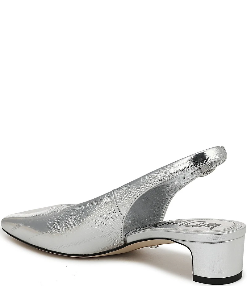 Sam Edelman Ronnie Striped Metallic Leather Block Heel Square Toe Slingback Pumps