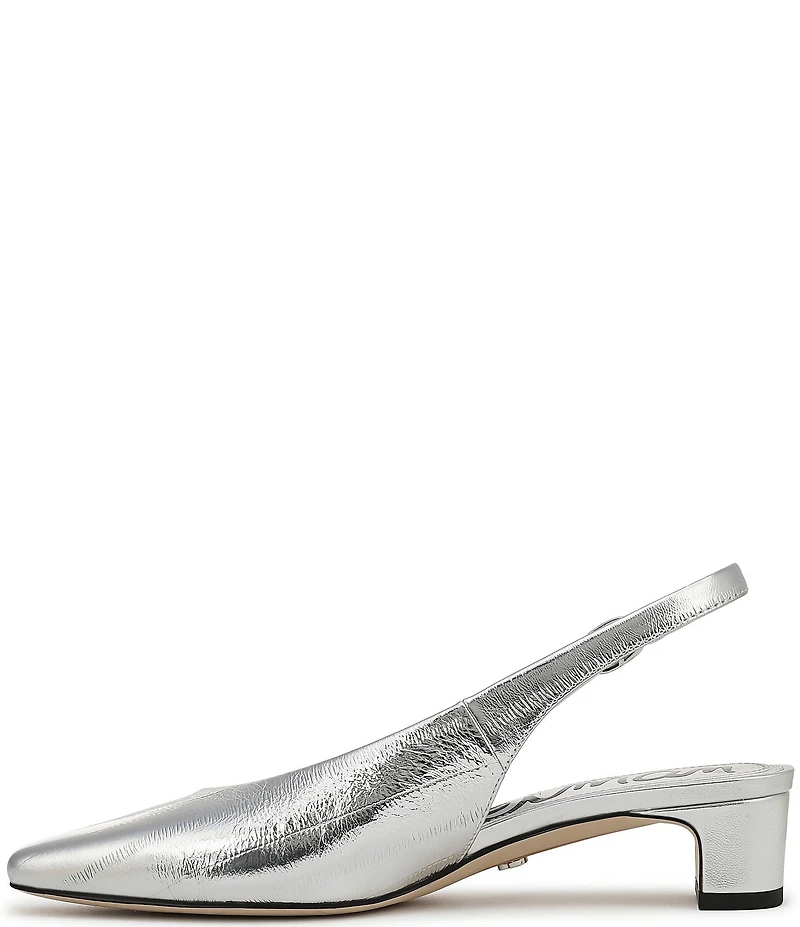 Sam Edelman Ronnie Striped Metallic Leather Block Heel Square Toe Slingback Pumps