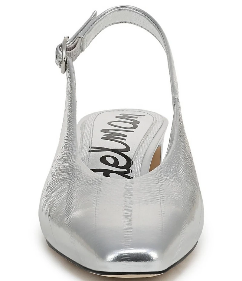 Sam Edelman Ronnie Striped Metallic Leather Block Heel Square Toe Slingback Pumps