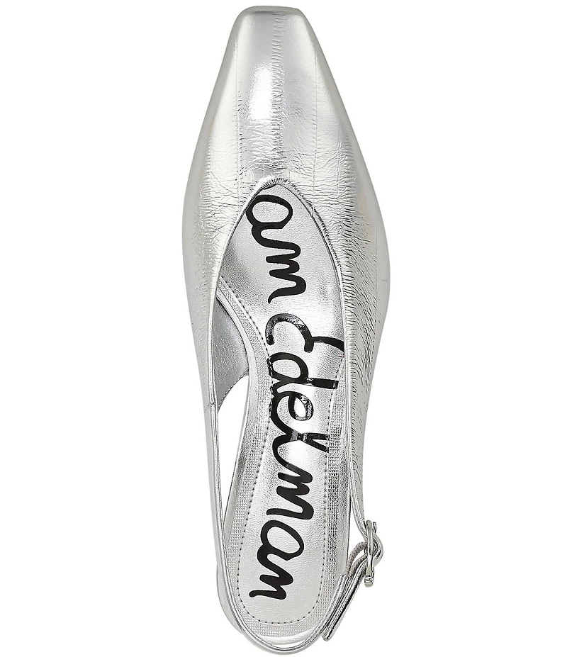 Sam Edelman Ronnie Striped Metallic Leather Block Heel Square Toe Slingback Pumps