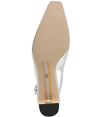 Sam Edelman Ronnie Striped Metallic Leather Block Heel Square Toe Slingback Pumps