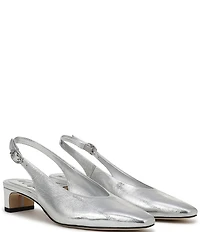 Sam Edelman Ronnie Striped Metallic Leather Block Heel Square Toe Slingback Pumps