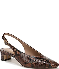 Sam Edelman Ronnie Snake Print Leather Block Heel Square Toe Slingback Pumps