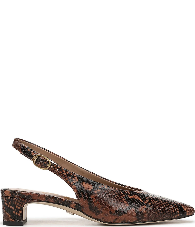 Sam Edelman Ronnie Snake Print Leather Block Heel Square Toe Slingback Pumps