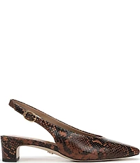 Sam Edelman Ronnie Snake Print Leather Block Heel Square Toe Slingback Pumps