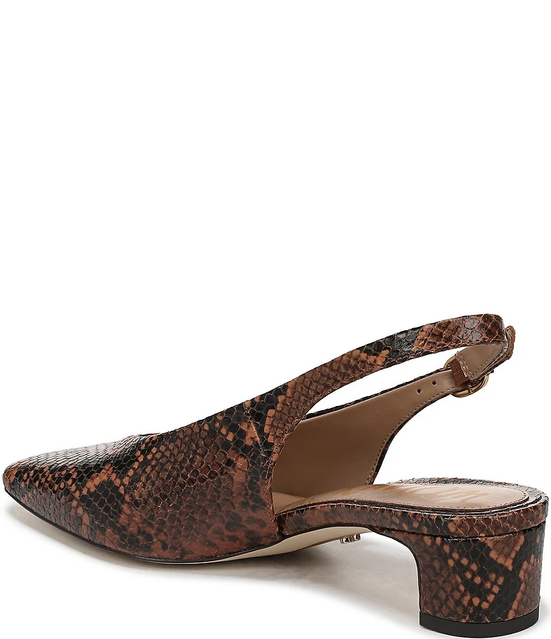 Sam Edelman Ronnie Snake Print Leather Block Heel Square Toe Slingback Pumps