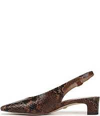 Sam Edelman Ronnie Snake Print Leather Block Heel Square Toe Slingback Pumps