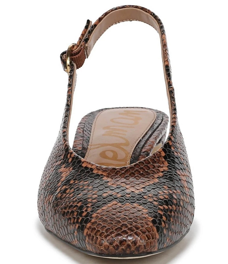 Sam Edelman Ronnie Snake Print Leather Block Heel Square Toe Slingback Pumps