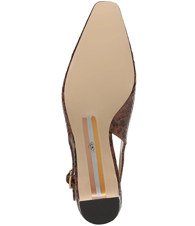 Sam Edelman Ronnie Snake Print Leather Block Heel Square Toe Slingback Pumps