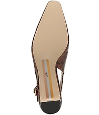 Sam Edelman Ronnie Snake Print Leather Block Heel Square Toe Slingback Pumps