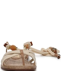 Sam Edelman Rori Braided Rope Beaded Ankle Wrap Flat Sandals