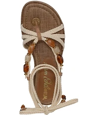 Sam Edelman Rori Braided Rope Beaded Ankle Wrap Flat Sandals