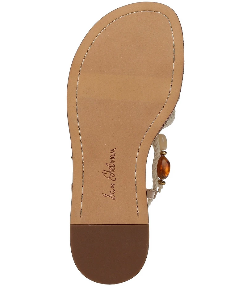 Sam Edelman Rori Braided Rope Beaded Ankle Wrap Flat Sandals