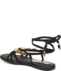 Sam Edelman Rori Leather Beaded Ankle Wrap Flat Sandals