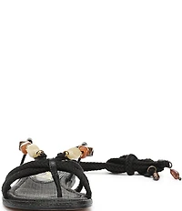 Sam Edelman Rori Leather Beaded Ankle Wrap Flat Sandals