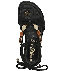 Sam Edelman Rori Leather Beaded Ankle Wrap Flat Sandals