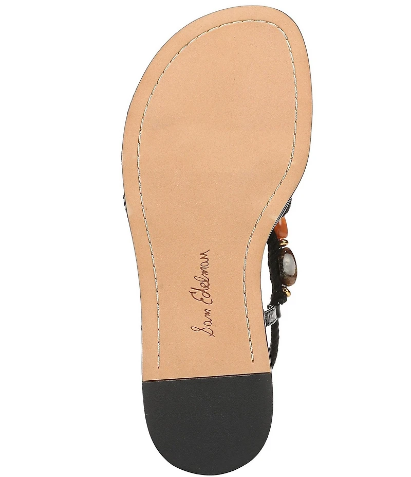 Sam Edelman Rori Leather Beaded Ankle Wrap Flat Sandals