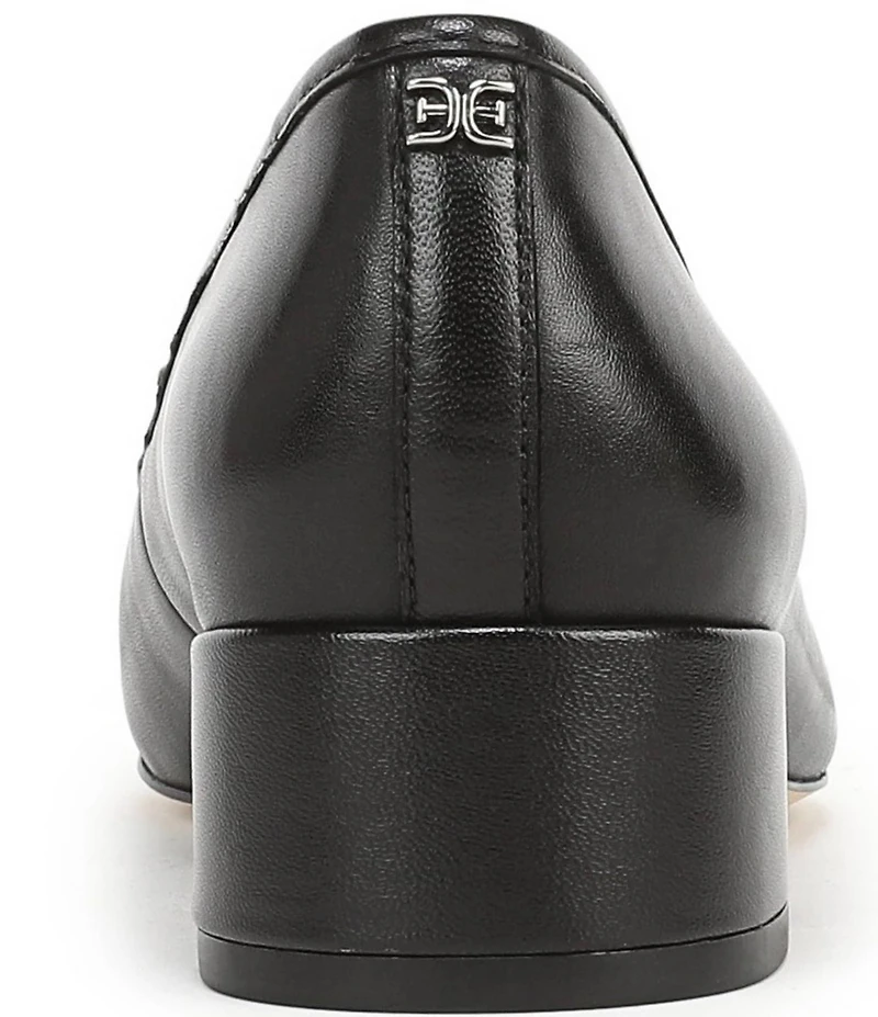 Sam Edelman Rosa Leather Bow Detail Block Heel Square Toe Ballet Pumps