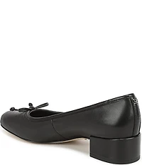 Sam Edelman Rosa Leather Bow Detail Block Heel Square Toe Ballet Pumps