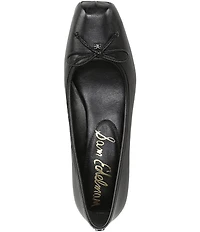 Sam Edelman Rosa Leather Bow Detail Block Heel Square Toe Ballet Pumps