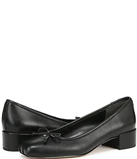 Sam Edelman Rosa Leather Bow Detail Block Heel Square Toe Ballet Pumps