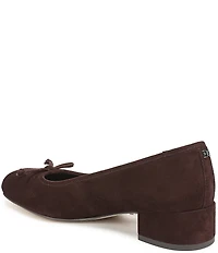 Sam Edelman Rosa Suede Bow Detail Block Heel Square Toe Ballet Pumps