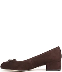Sam Edelman Rosa Suede Bow Detail Block Heel Square Toe Ballet Pumps