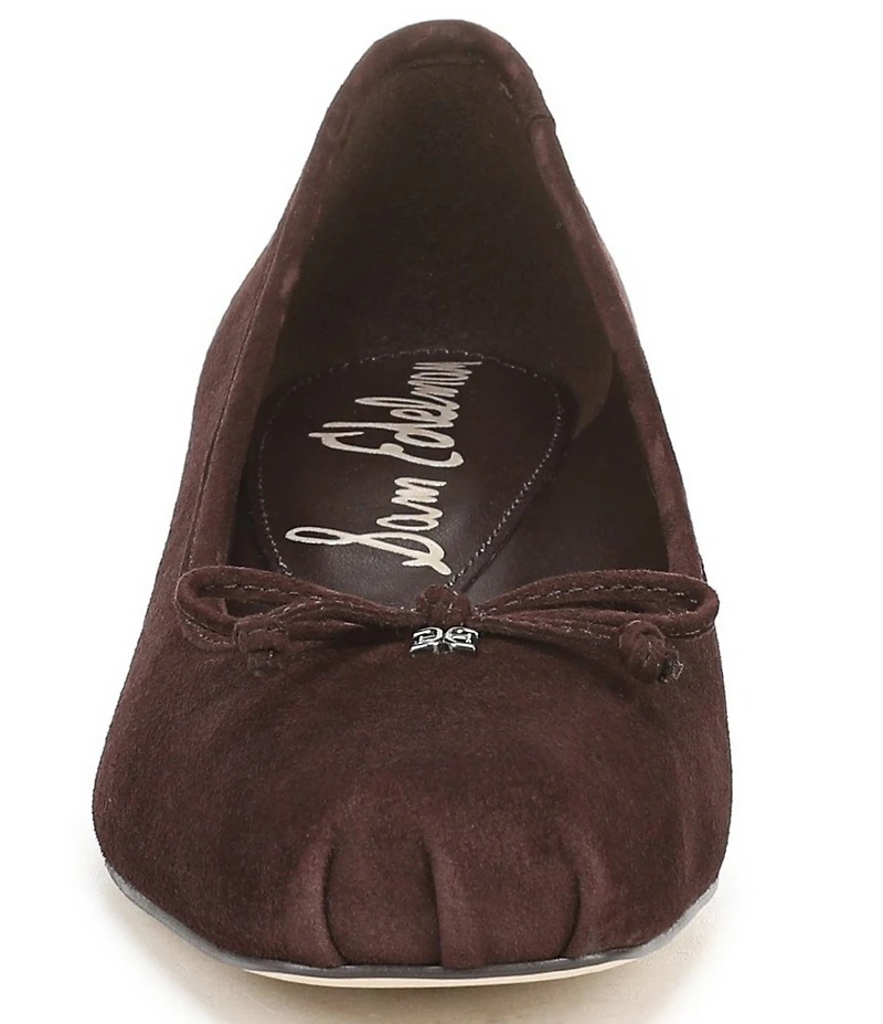 Sam Edelman Rosa Suede Bow Detail Block Heel Square Toe Ballet Pumps