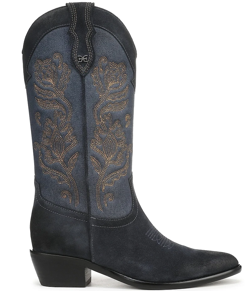 Sam Edelman Rue Suede and Denim Tall Western Boots